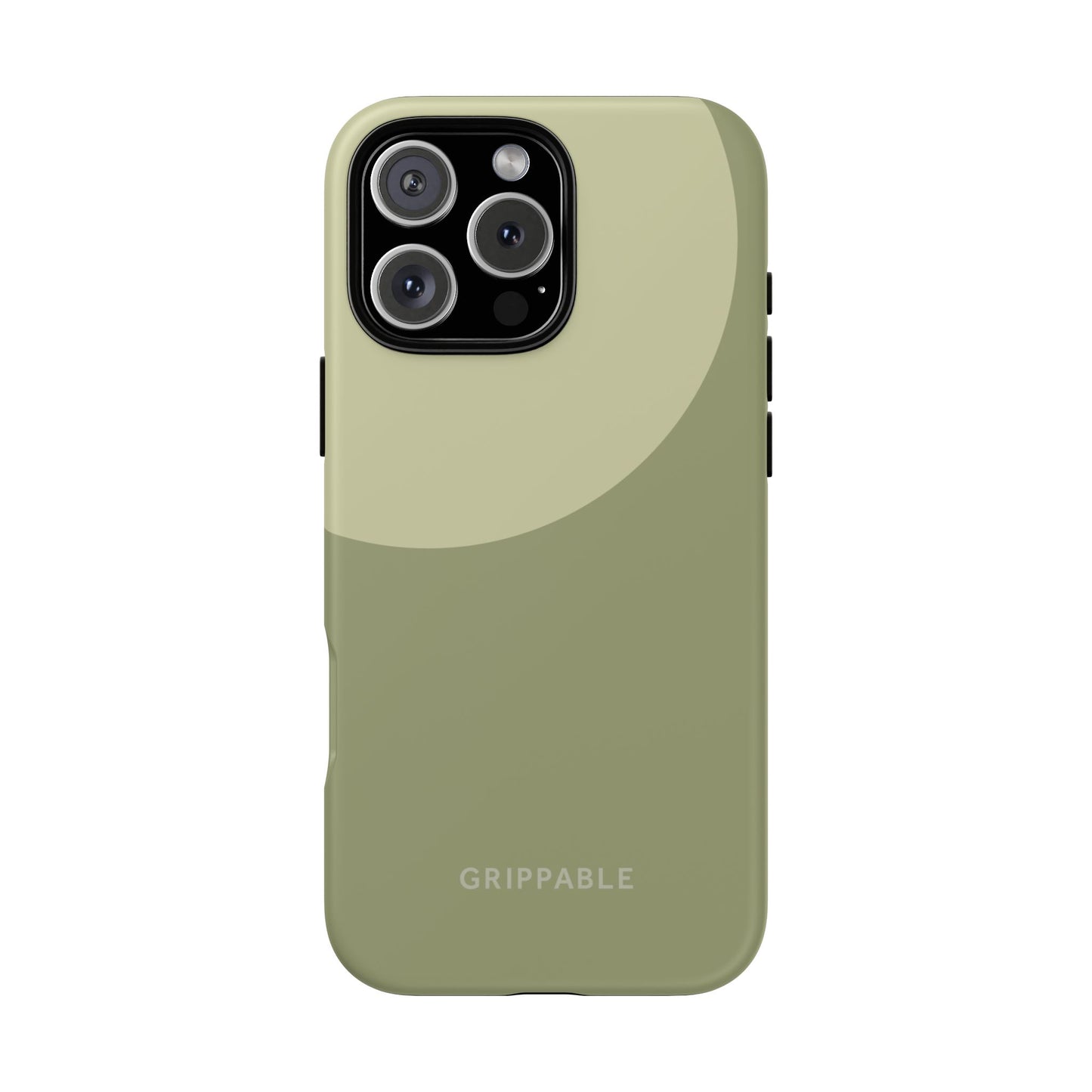 Green phone case with 'Grippable' branding on a white background