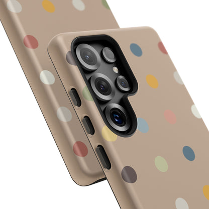 Polka Beige Tough Mobile Phone Case