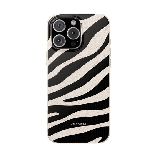 Phone case with zebra pattern on a white background