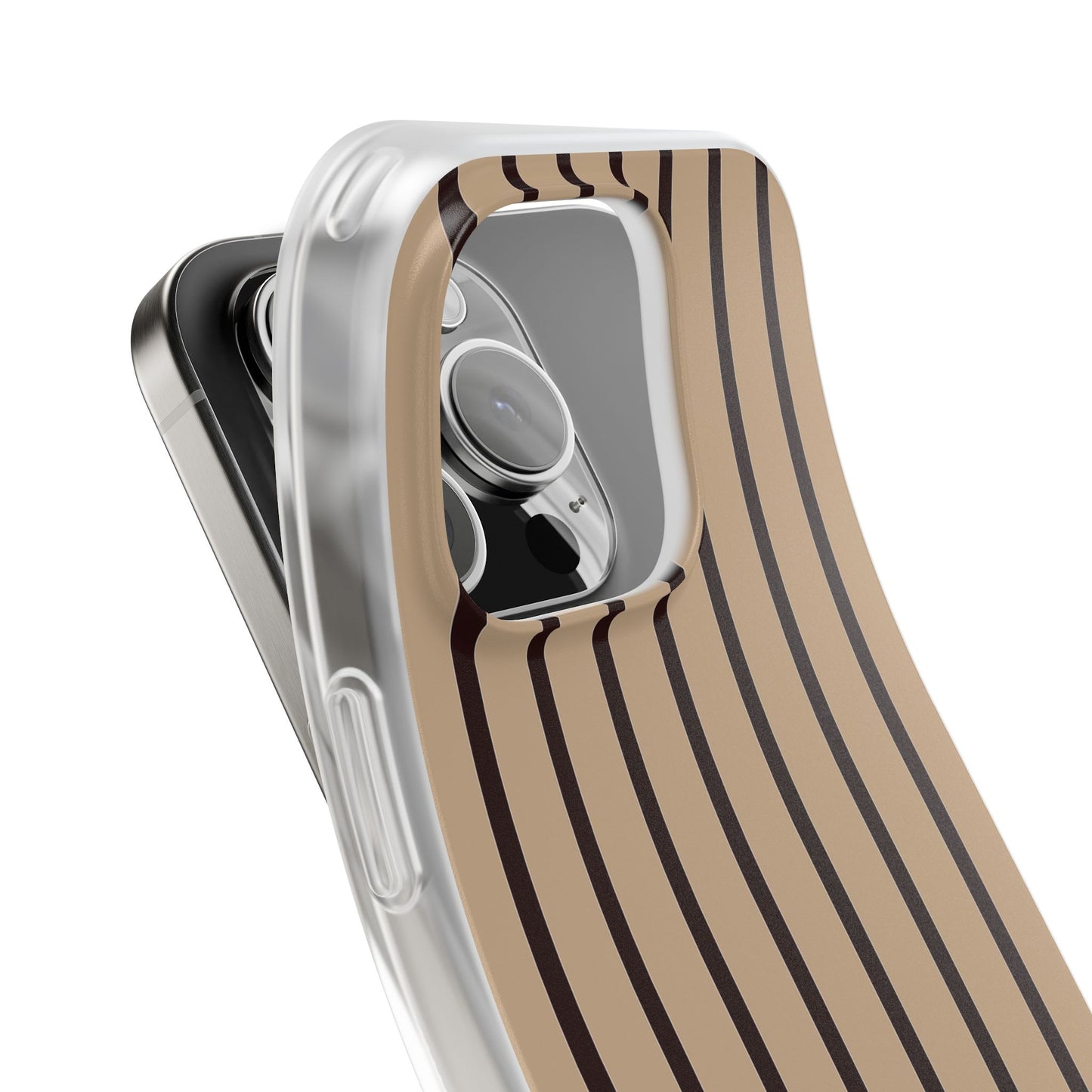 Mocha Pinstripe Clear Mobile Phone Case