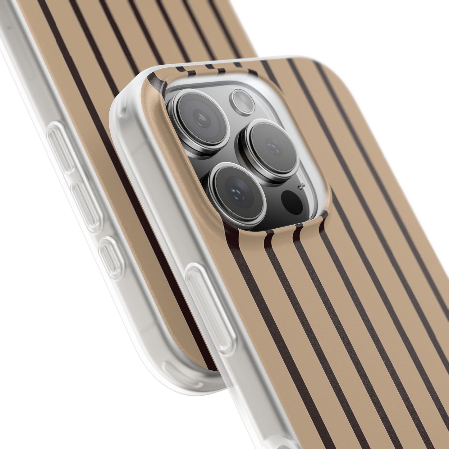 Mocha Pinstripe Clear Mobile Phone Case
